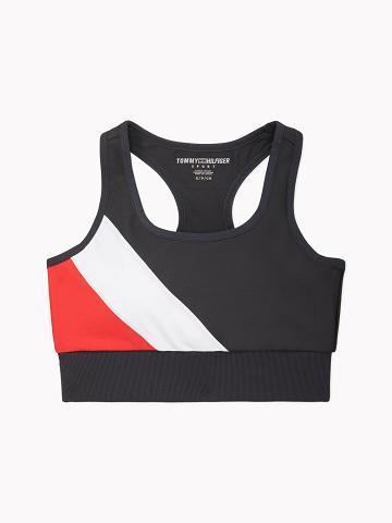 Női Tommy Hilfiger Essential Colorblock Sports Melltartók Fekete Piros Fehér | HU 515KOR